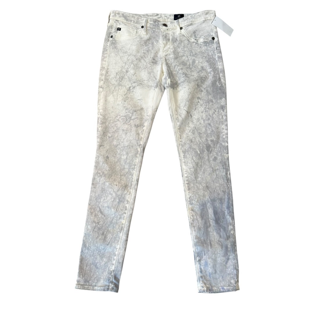 Ag Adriano Goldschmied Women 4 27 Marble Acid Wash Grey White Skinny Jeans Asww